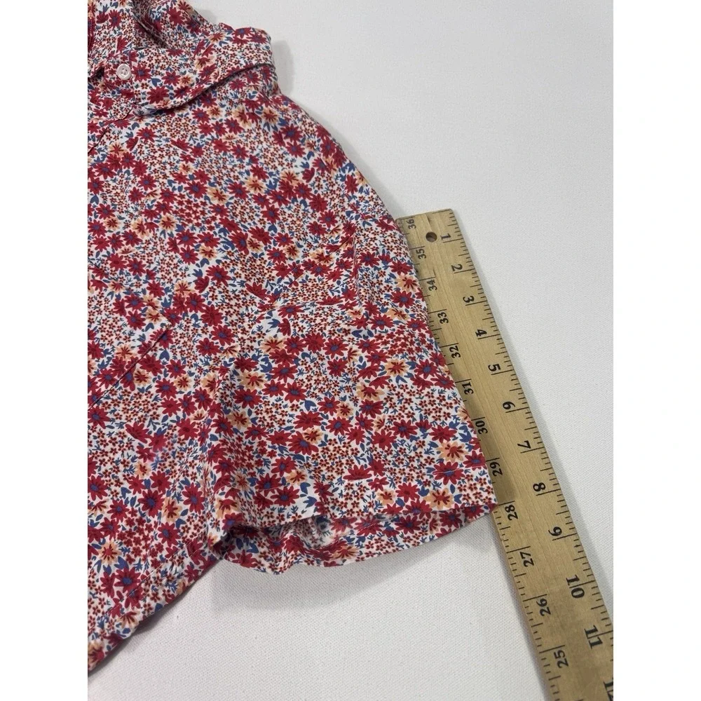 J Crew Mercantile Flex Men Medium Floral Button Shirt Red Vacation Modern Casual
